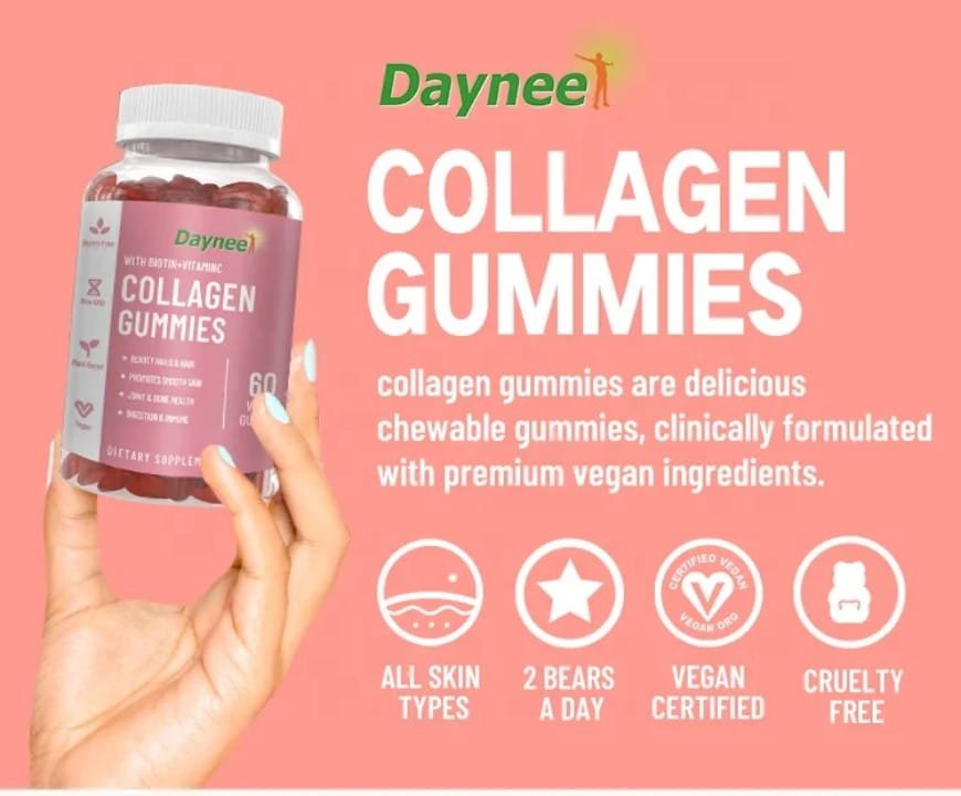 Daynee Collagen Gummies with Biotin + Vitamin C (60 Vegan Gummies)