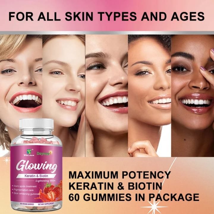 Daynee Glowing Keratin & Biotin Skin Lightening Gummies (60 Gummies)