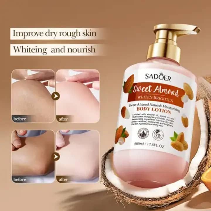 SADOER Sweet Almond Whiten Brighten Nourish Moisturizing Body Lotion (500ml)