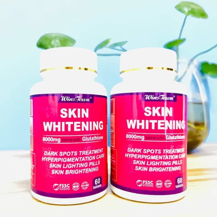 Wins Town Skin Whitening Tablets 8000mg Blend with Glutathione (60 Tablets)